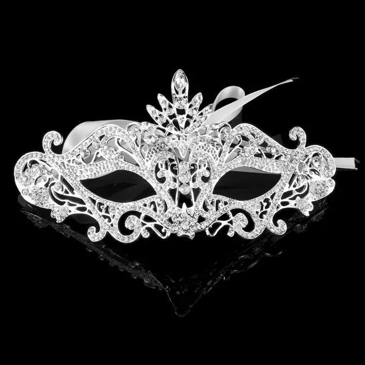 Wedding Party Mask 2022 Creative Rhinestones Homecoming Prom Dance Mask Gold Silver Black Hand-Made 19.5cm*9.6cm In Stock Upper Half Face