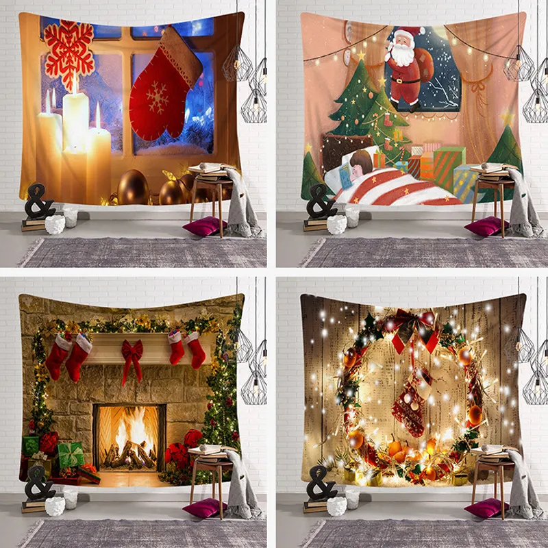 Décorations de Noël Tapisserie de Noël Tenture murale Tapisseries Fête de Noël Toile de fond Couverture Père Noël Serviette de plage Tapis de pique-nique TH0104