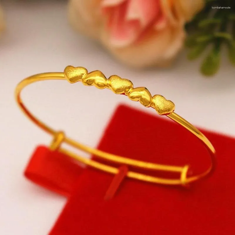 Bangle Thin Women Bracelet Fashion Jewelry Real 18k Gold Color Heart/Butterfly/Flower Design Pretty Gift