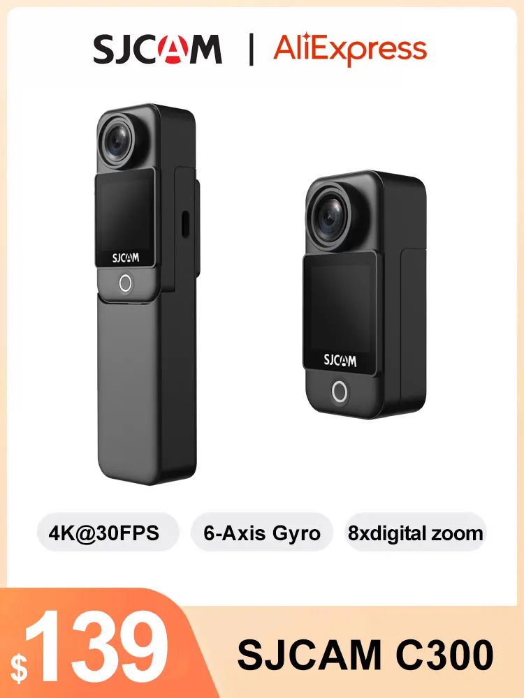 Caméras résistantes aux intempéries SJCAM C300 Caméra d'action 4K 30FPS Stabilisation gyroscopique 6 axes 30M Étanche 1 3 Écran tactile 154 Grand Angle 8x Zoom numérique 230823