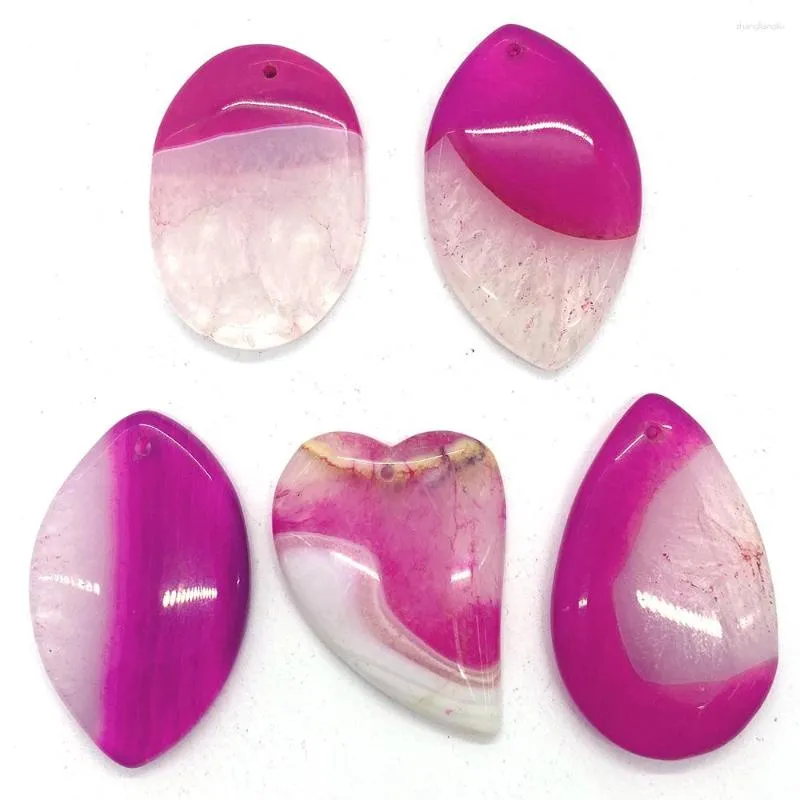 Pendant Necklaces 5pcs Natural Stone Necklace Oval Water Drop Polished Craft Jewelry Color Agate Charms For DIY Making