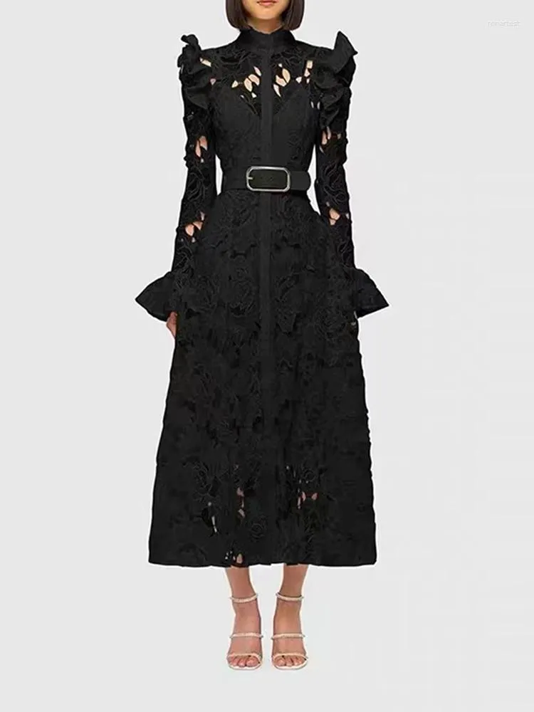 chinese dress ladies Lindsay Sequined Lace Dress Black main image 0