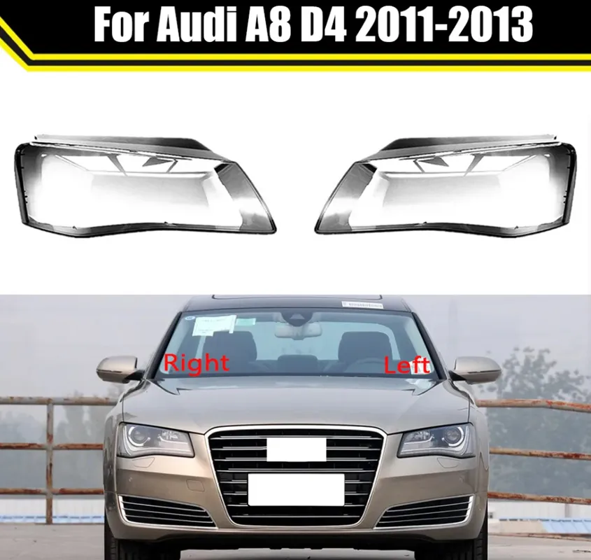 Coque de phare de remplacement de voiture, lentille avant en verre, couvercle de lumière Transparent pour Audi A8 D4 2011 – 2013