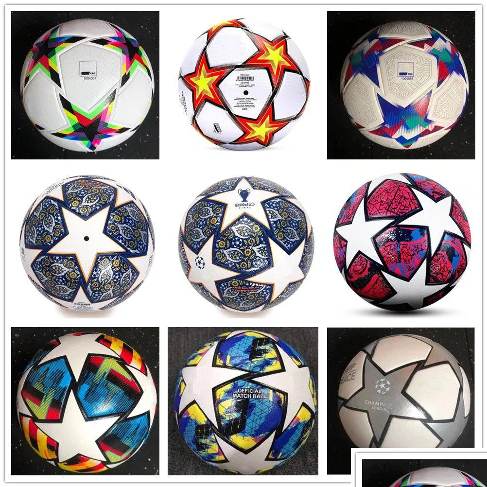 Bollar 22 23 24 Europamästare Soccer Ball Storlek 5 2022 2023 2024 Final Kiev Pu Granes Slip-Resistent Football Drop Delivery Sports Dheyc