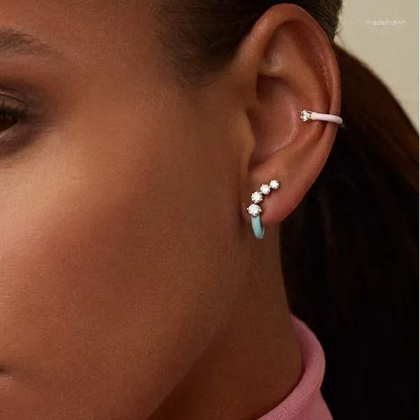 Stud Earrings 5 Colors Pastel Enamel Fashion Girl Women Jewelry Geometric J Shaped Bar Colorful Summer Earring