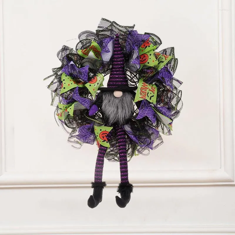 Decorative Flowers Halloween Wreath For Front Door Gnome Witch Artificial Festival Creepy Garland Horror Decoration Home