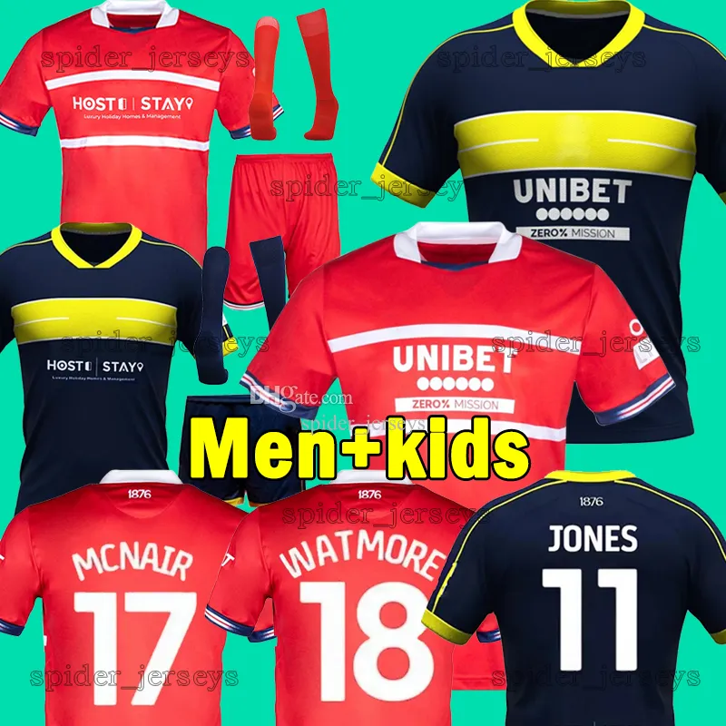 23 24 Middlesbrough Soccer Jerseys McNair Silvera 2023 2024 Jones Barlaser Fry Smith Clarke Football Shirts Howson Rogers Forss Crooks Payero Lenihan Men Uniforms