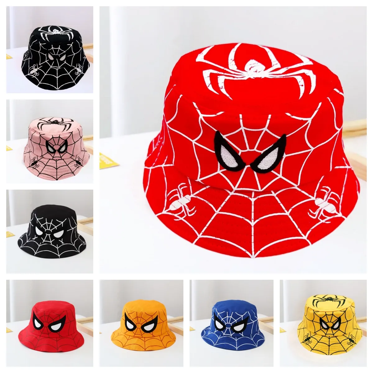 Designer Sun Hat Cartoon Cute Spider Kid Hats Breathable Anime Outdoor Sports Caps Caps de Noël Gift 8style