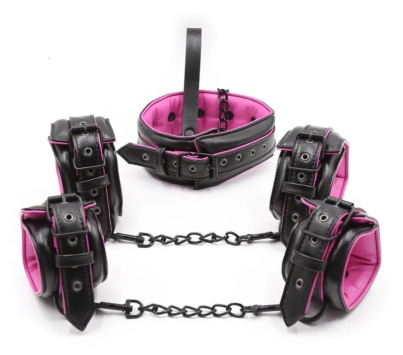 Bondage Bdsm Set For Couples Leather Restraints Collars Cuffs_voghion.com