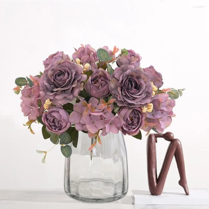 Decorative Flowers Artificial Peony Roses Flower Silk Fake Floral Decor Bouquet For Party Home Decoration