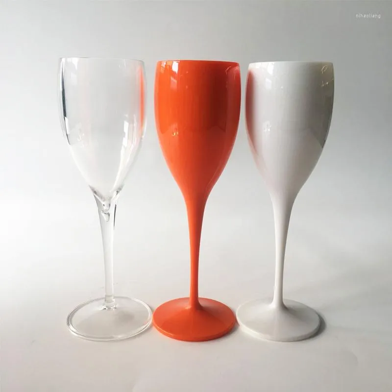 Wine Glasses 1Cup Champagne Flutes PC Plastic Dishwasher-safe White Acrylic Glass Transparent Orange