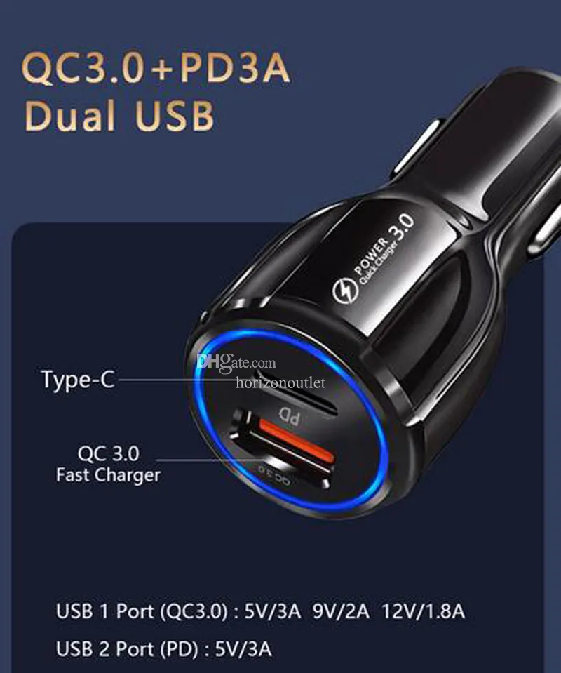 Chargeur Voiture Thlevel – USB QC3.0 Et PD Type-C – Avec Voltmètre – Neuf