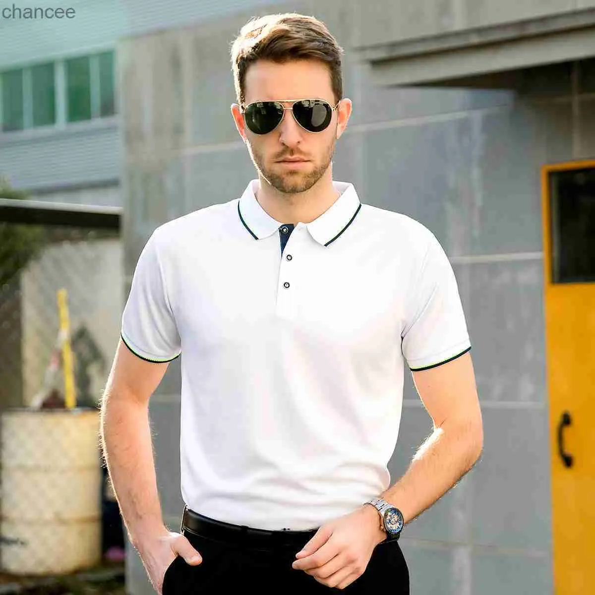 Summer Classic Polo Shirt Men Casual Slim Fit Breathable Quick Dry