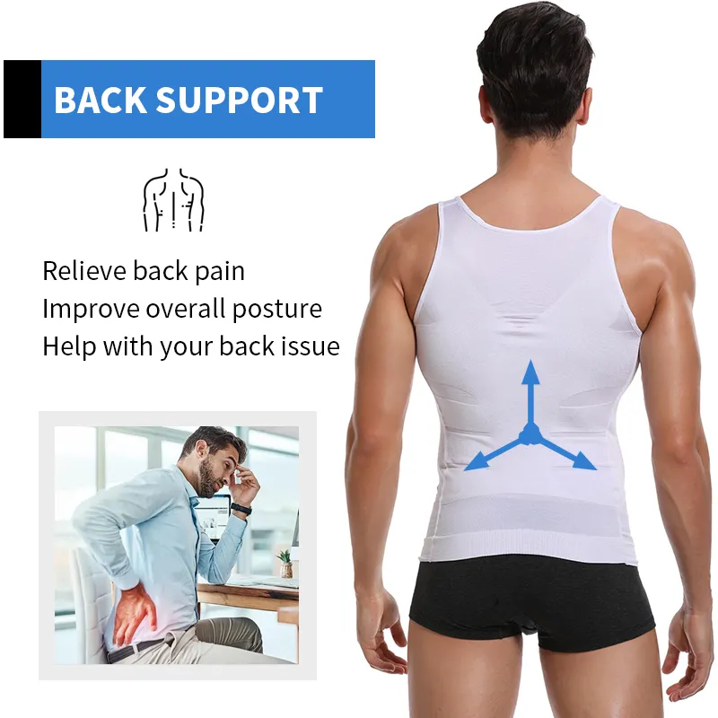 Compression Shirt For Men Slimming Body Shaper Waist Trainer Sport Vest  Workout Tank Top Athletic Undershirt Faja Shapewear Nude-tummy Folds
