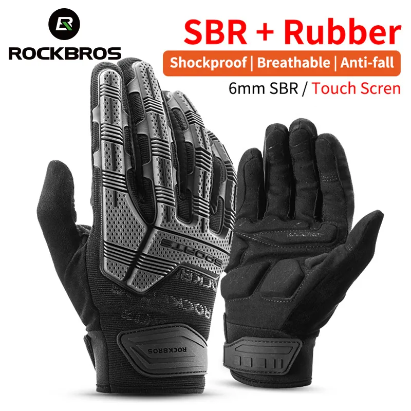 ROCKBROS Fietshandschoenen Herfst Winter Fleece Fietshandschoenen Sport MTB Road SBR Pad Schokbestendig Ademend Fietsen Lange Vinger Handschoenen 230825