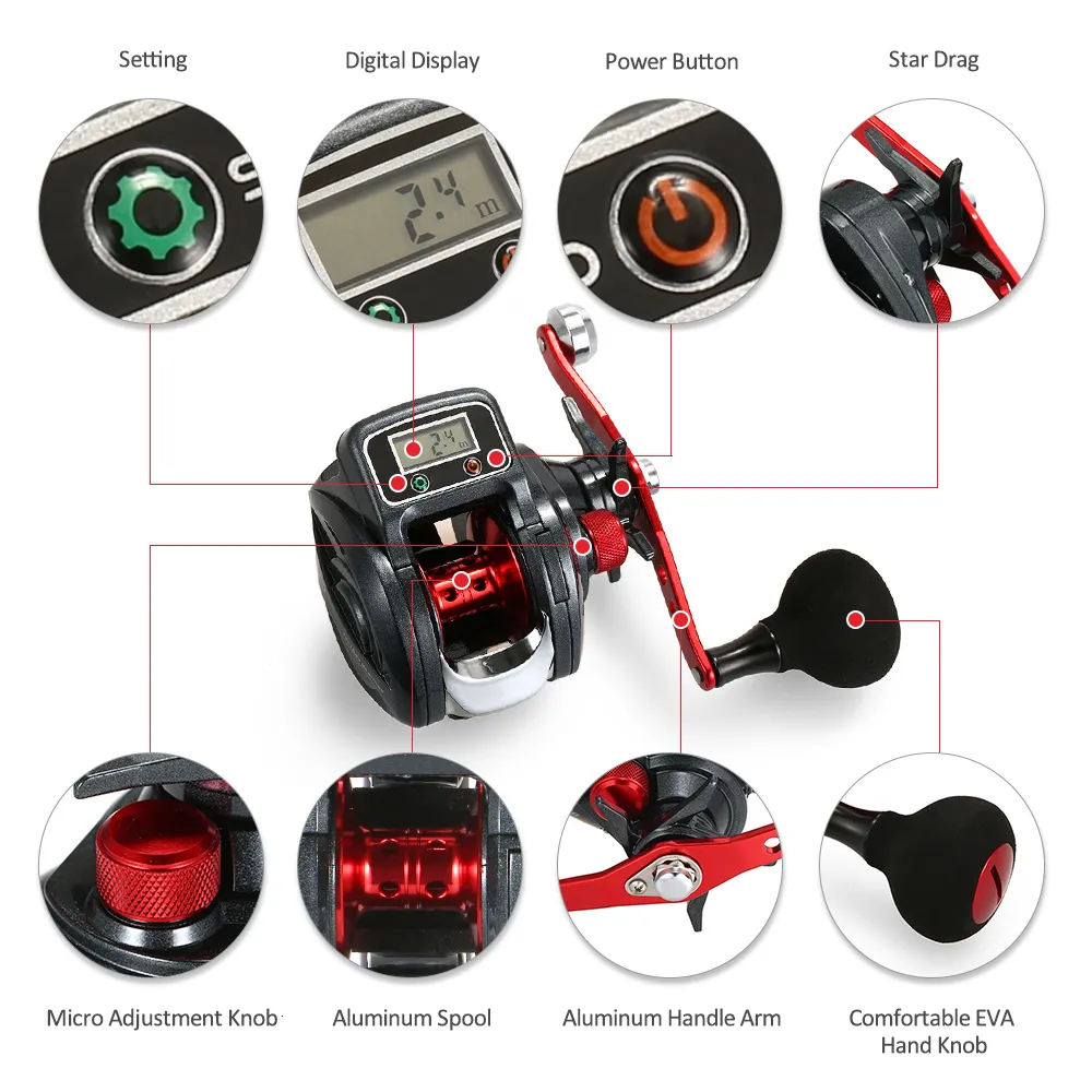 Digital Display Dc Baitcasting Reel 131 Ball Bearing, Left/Right Hand, Line  Counter, 63 Casting Model 230824 From Tie07, $43.24