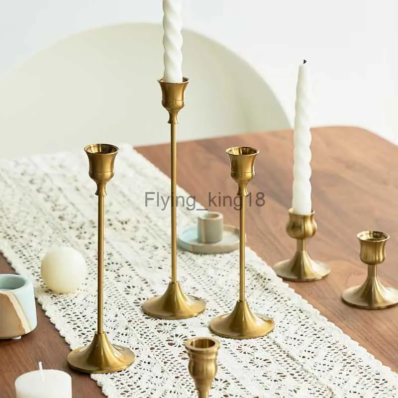 3 st ljusstakarhållare kit mässing Guldljusstake Set Candle Holders Dekorativ ljusstake Stand för Wedding Party Dinning HKD230825