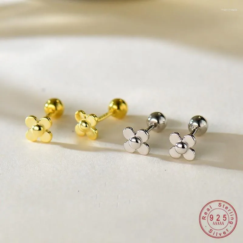 Stud Earrings 925 Sterling Silver Korean Simple Flower Mini For Women Girl Fashion Exquisite Jewelry Gifts