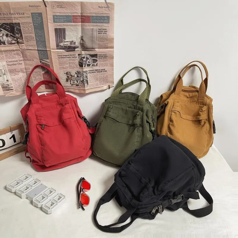 Bolsas escolares XZAN 2023 Mochilas para mujeres Mochila de lona verde M2 Laptop Bolsa de estudiante Mochila femenina