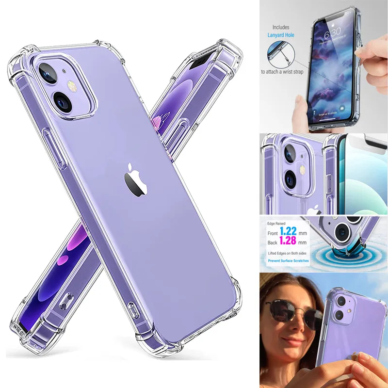 Clear Clear Shockproof Phone for iPhone 15 14 13 12 11 Pro Max XS Max X XR 8 7 6 6S Plus 12 13 Mini 14 Plus TPU cover الخلفية