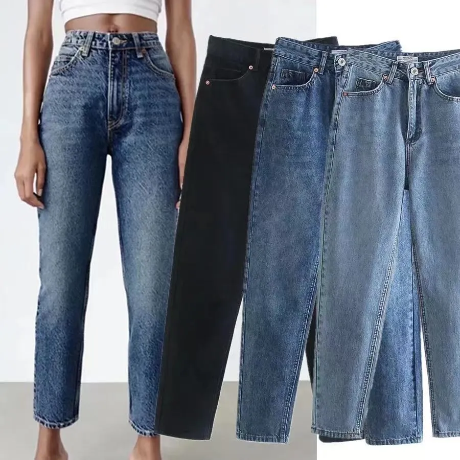 Jeans femininos mulher alta rua vintage mãe inglaterra estilo moda cintura solta namorado para mulheres 230824