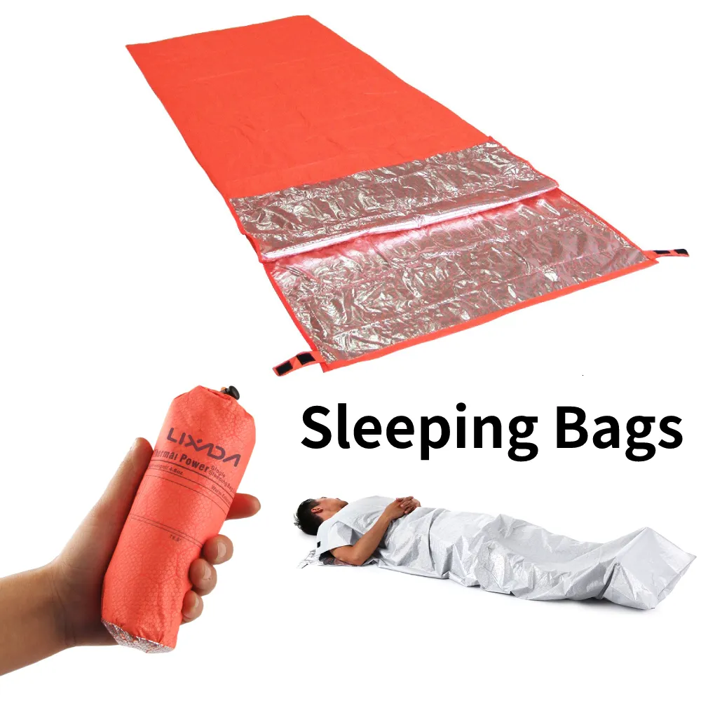 Sovsäckar lixada återanvändbar camping ultralätt sovsäck överlevnad turism vandring klättring en enda sovsäck hålla varm påse 200*72 cm 230825