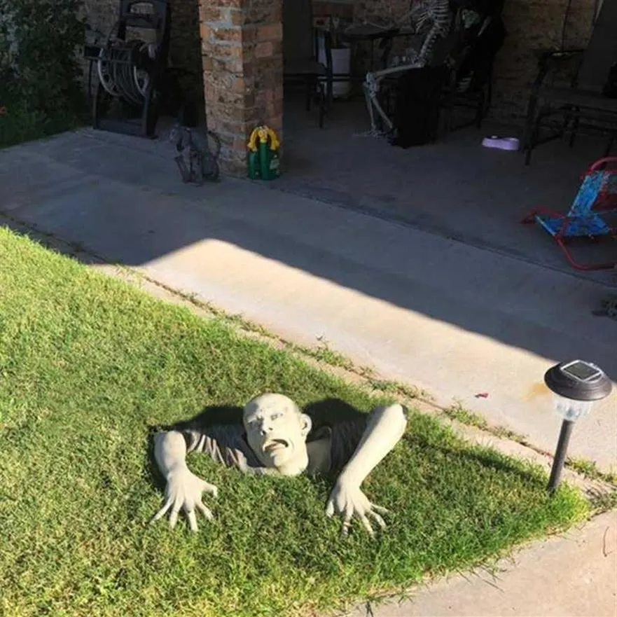 Creepy Crawling Zombie Garden Statue For Halloween Horror Decoration