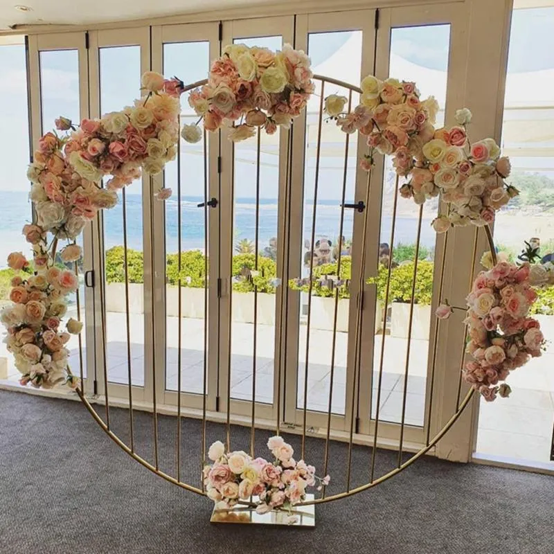 Candle Holders Round Frame Gold Stainless Steel Backdrop Arch Stand For Wedding Decoration AB0897