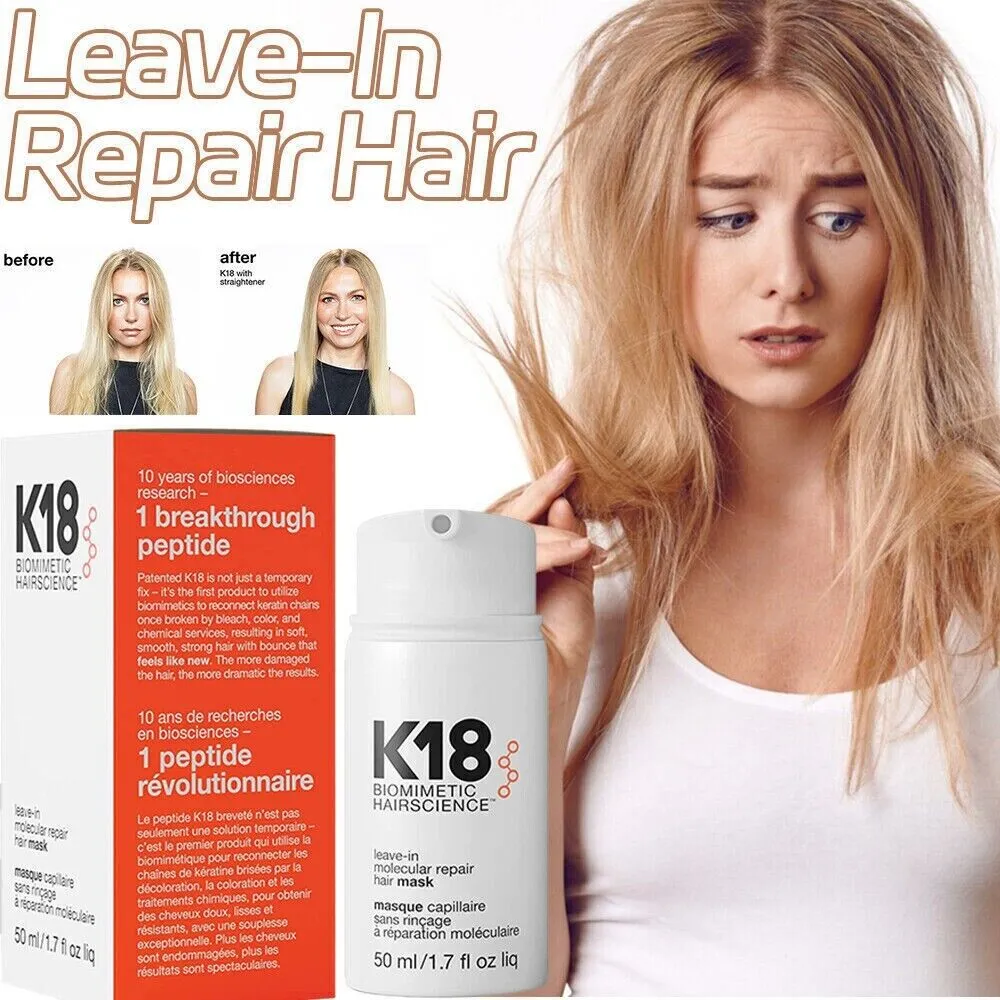 K18-lämnande K18 Molekylär reparation K18 Reparation Hårmask till skador från bleklämnande reparation 50 ml gratis post