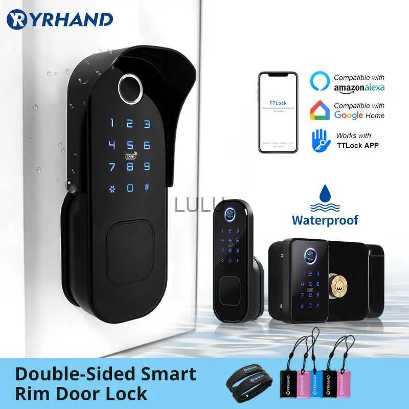double Fingerprint Door Lock Waterproof Outdoor Gate Bluetooth TT Lock Wifi Passcode IC Card Keyless Enter Electronic Lock HKD230824