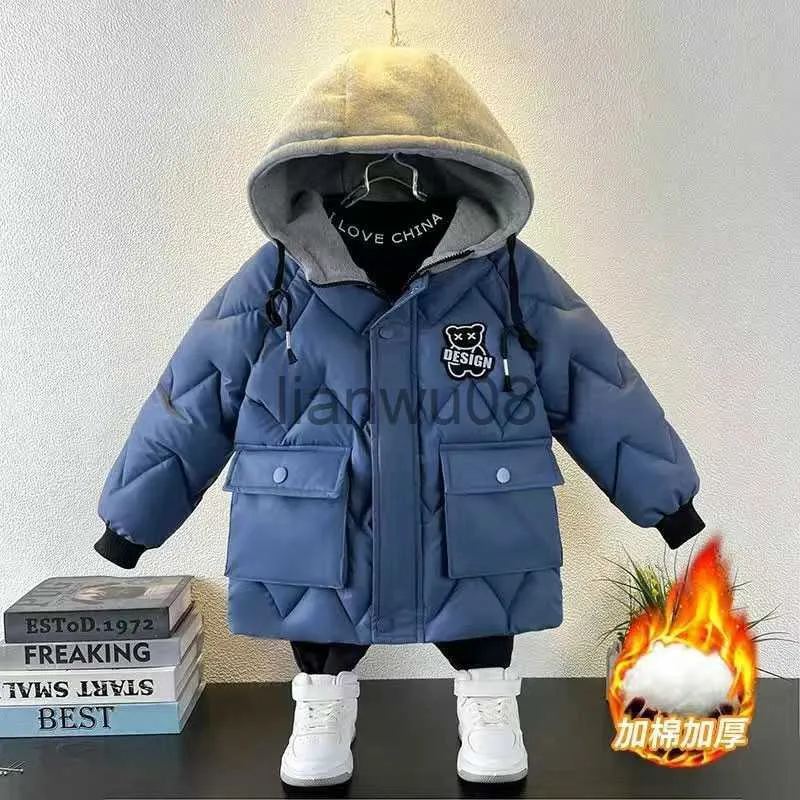 2023 Boys Winter Down Boys Winter Jacket Fashionable Hooded Plus Velvet Thicken Coat For Kids Windproof Parkas For Teens X0825 From Lianwu08 14.68 DHgate.Com