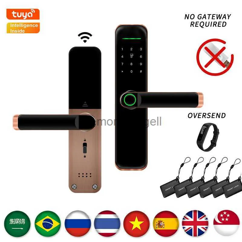 PHIPULO WiFi biométrico huella digital cerradura de puerta inteligente Tuya aplicación remota desbloqueo cerradura sin llave cerradura electrónica inteligente para el hogar HKD230825