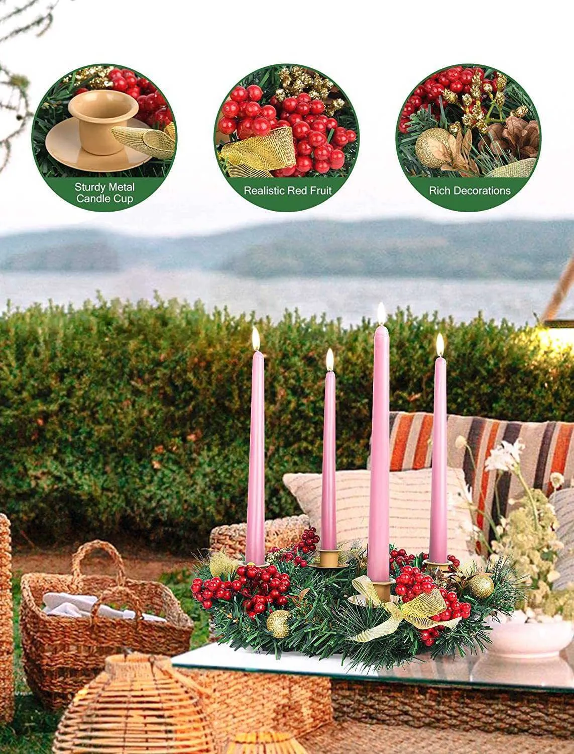 Christmas Advent Candle Holderstick Wreath 30cm With 4 Advent Candle Holder  Cups And Holder For Home Decor, Dining Table, Door 2024 Collection  HKD230825/HKDH230827 From Flying_king18, $41.88