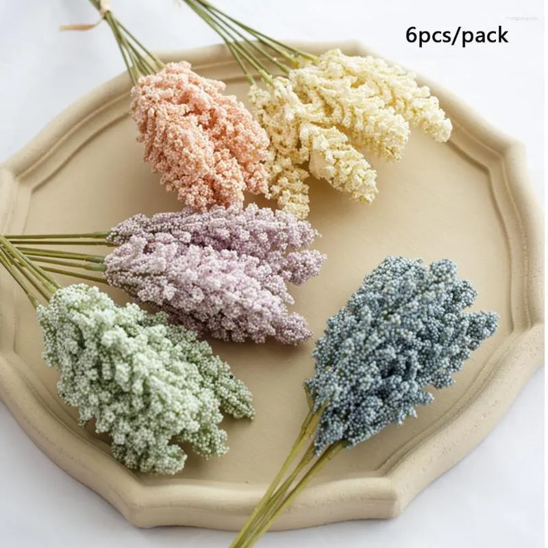 Decorative Flowers 6pcs/lot Artificial Mini Wheat Grain Po Studio Home Decoration Wedding Pography Props Outdoor Balcony Decor Background