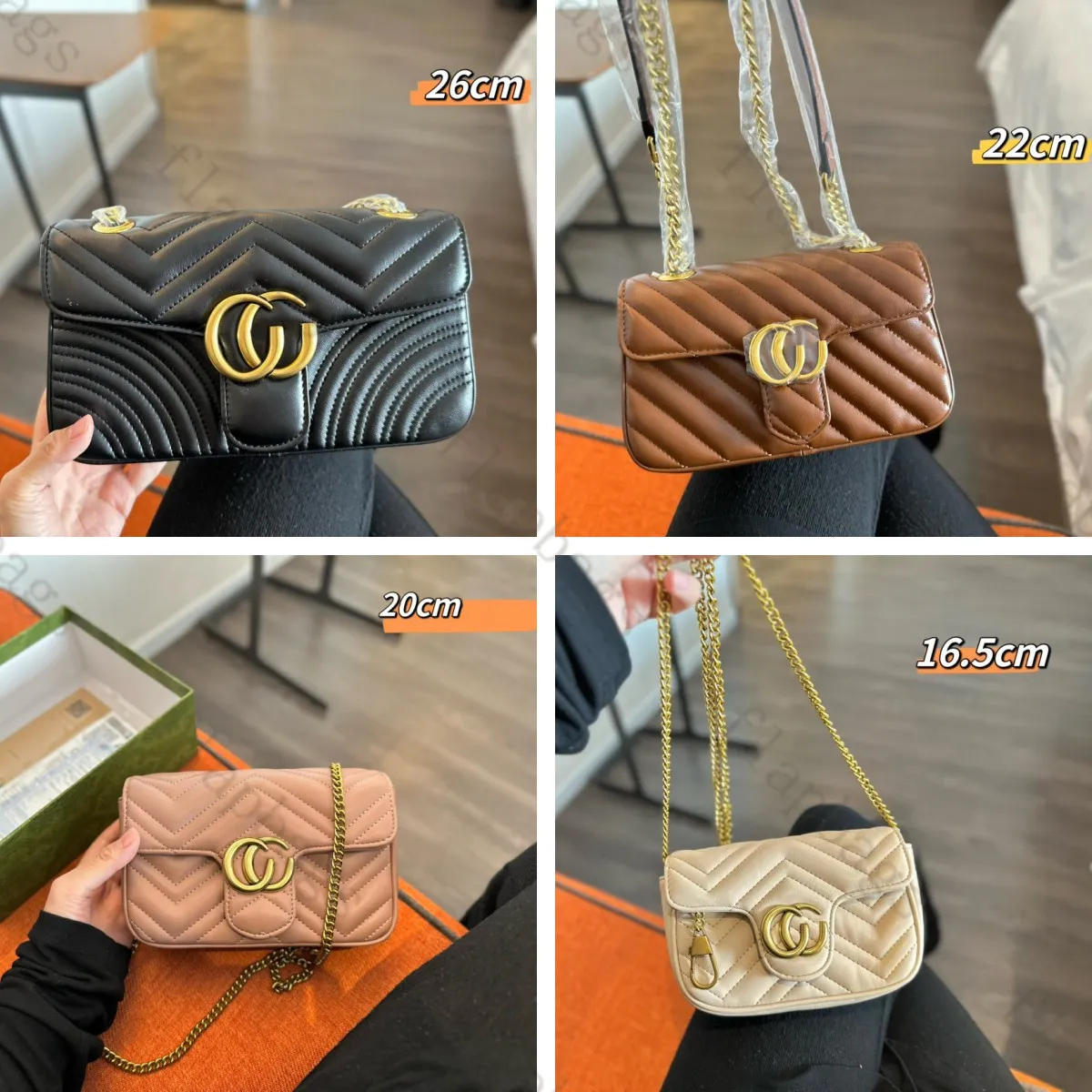 Marmont Designers Torby Kobiet torby na ramiona łańcuch damski torebka skórzana torba posłańca czarne złote luksusowe torby