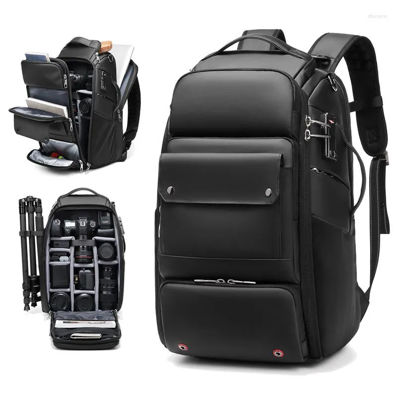 Sacs d'école hommes voyage professionnel sac à dos pour appareil photo reflex avec support de trépied détachable dans un ordinateur portable antivol 40L 17 pouces