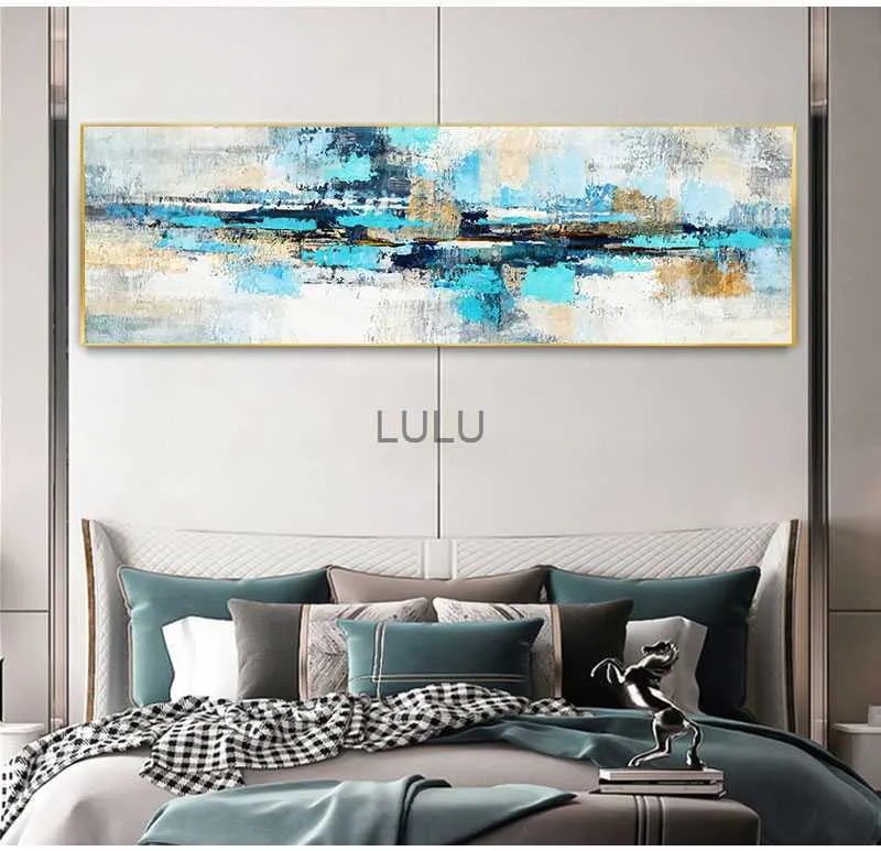 Blue Abstract Large Abstract Oil Painting On Canvas For Living Room ...
