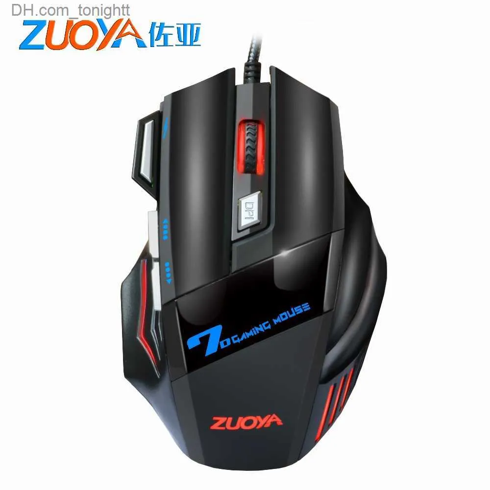 Zuoya 5500 DPI Oyun Fare 7 Düğmesi LED Optik Kablolu USB Fare Fareleri Oyunu Fare Sessiz/Ses Mause PC Bilgisayar Pro Gamer Q230825