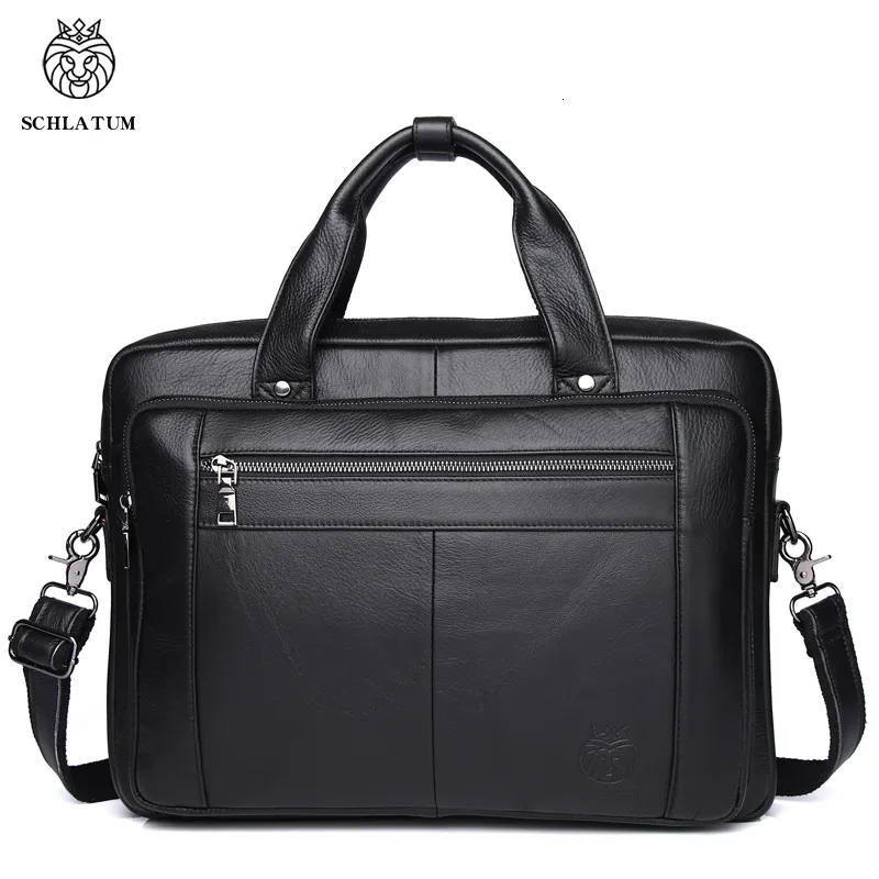 Laptoptaschen SCHLATUM Echtes Leder Aktentasche Männer Business Luxus Umhängetasche Mode Rindsleder Schulter Messenger Handtasche 156 Zoll 230823