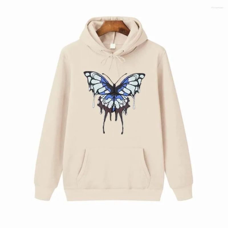 Men's Hoodies Spring Autumn Butterfly Print Harajuku Trend Loose Sweatshirts Men Casual Hip Hop Streetwear Couple Pullovers Tops