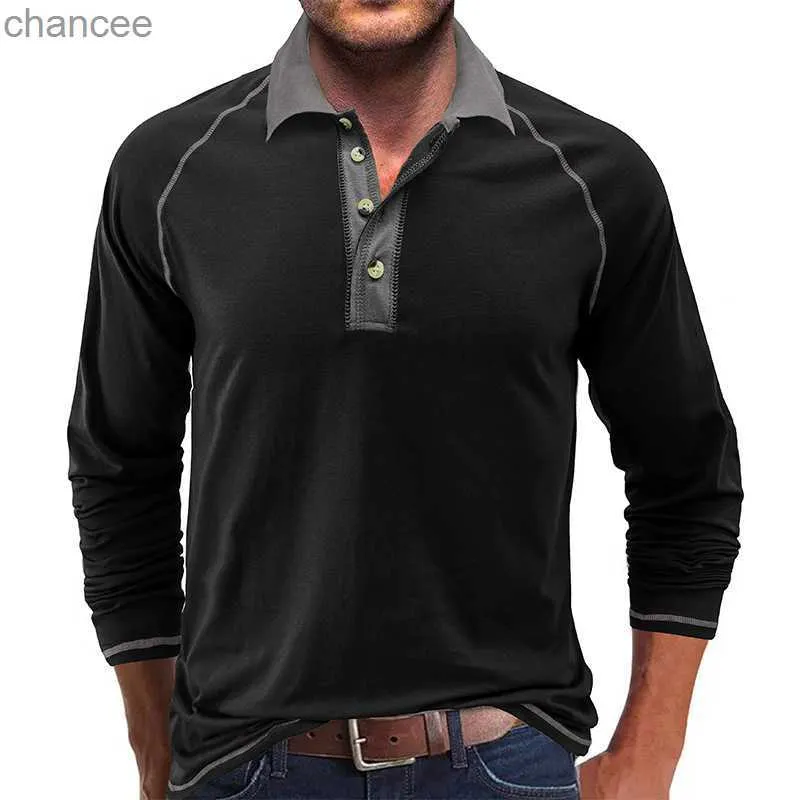 Neuheiten 2023 Männer T-shirt Casual Langarm Revers T Mann Mode Weiße Tasten Grundlegende Herbst Polo T Shirts Männer kleidung HKD230825