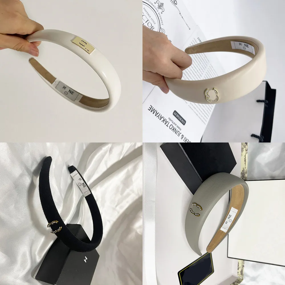 Luxuriöse Designer-Handstrick-Stirnbänder, Haarbänder für Frauen, Marken-elastisches Buchstaben-Stirnband, PU-Leder, Perle, Blume, Metall, Sport, Fitness, Stirnband, Kopfwickel, Schmuck