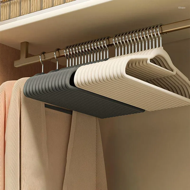 Hangers 5 Pcs Non-Slip Flocking Hanger Adult Coat Clothes Organizer Drying Clothing Wardrobe Space Saving Household Storage