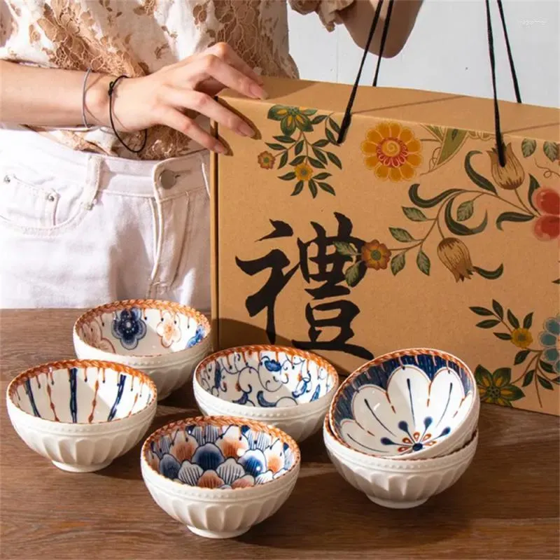 Kommen Restaurant Servies Keramiek Onderglazuur Kleurproces Creatieve Japanse stijl Leuk cadeau Baby Volwassen Schotel Luxe Set