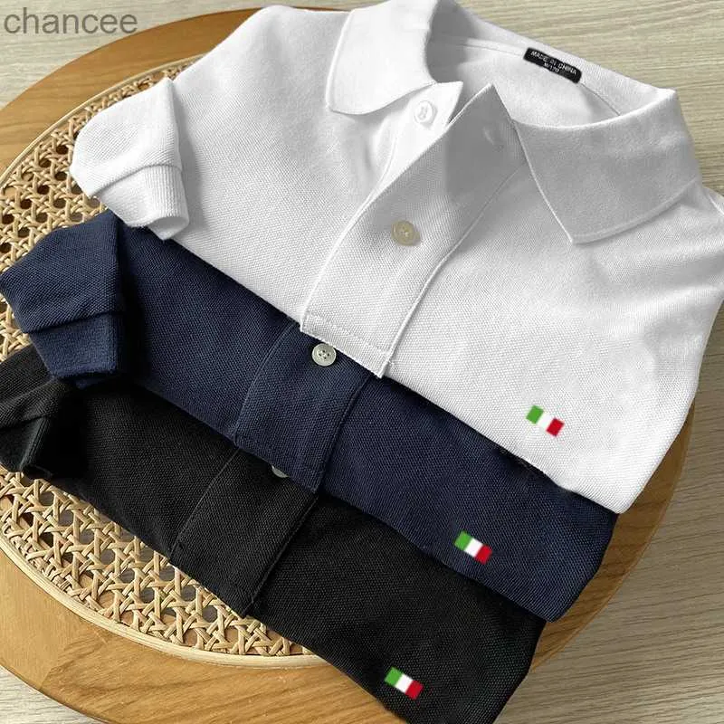 Высококачественные мужские рубашки на 100%хлопчатобумажные рубашки с вышивкой на заказ футболки с коротким рукавами для летнего отворота Tops Hkd230825