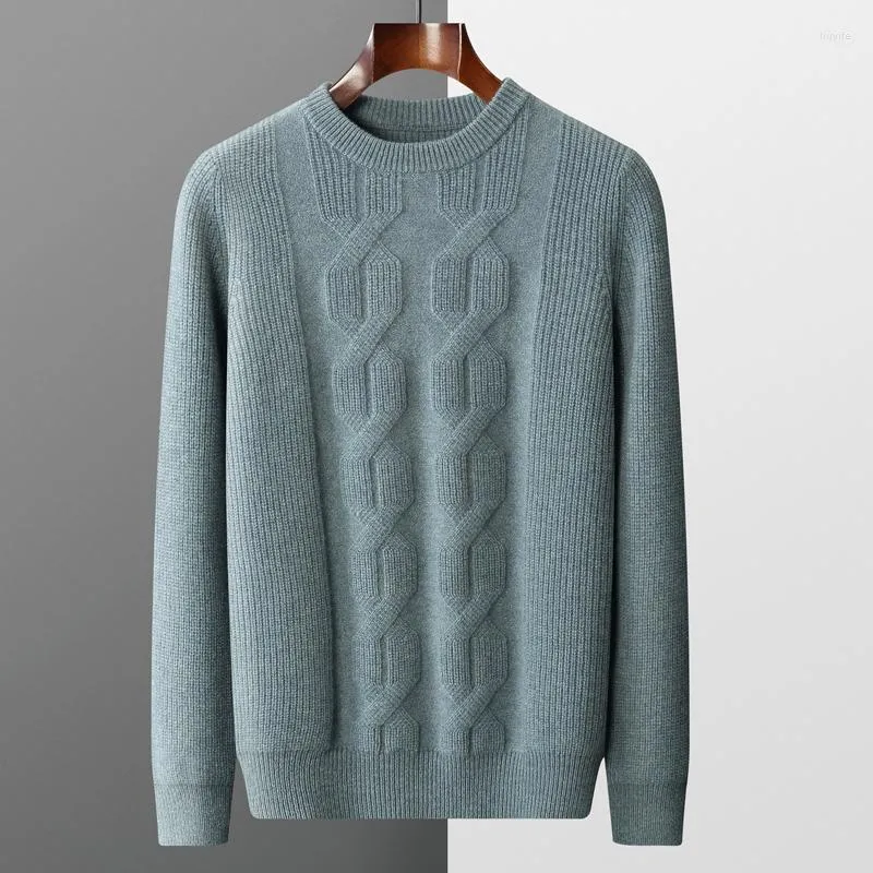 Men's Sweaters Autumn And Winter Casual Long-Sleeved Round Neck Warm Wool Bottoming Shirt Solid Color Twisted Cashmere Sweater