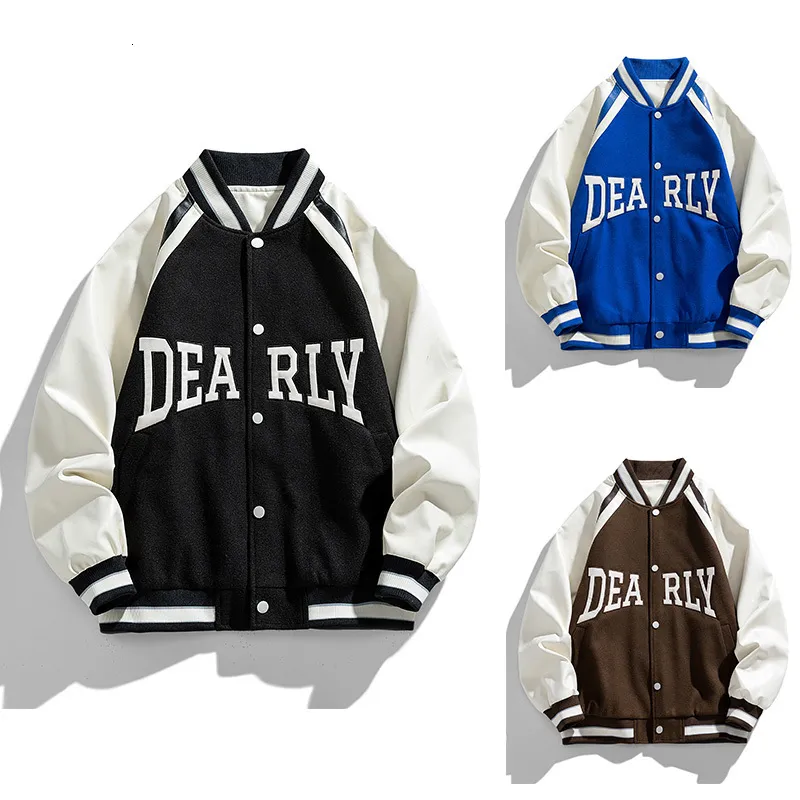 Faux Two-pieces Patchwork Baseball Jacket