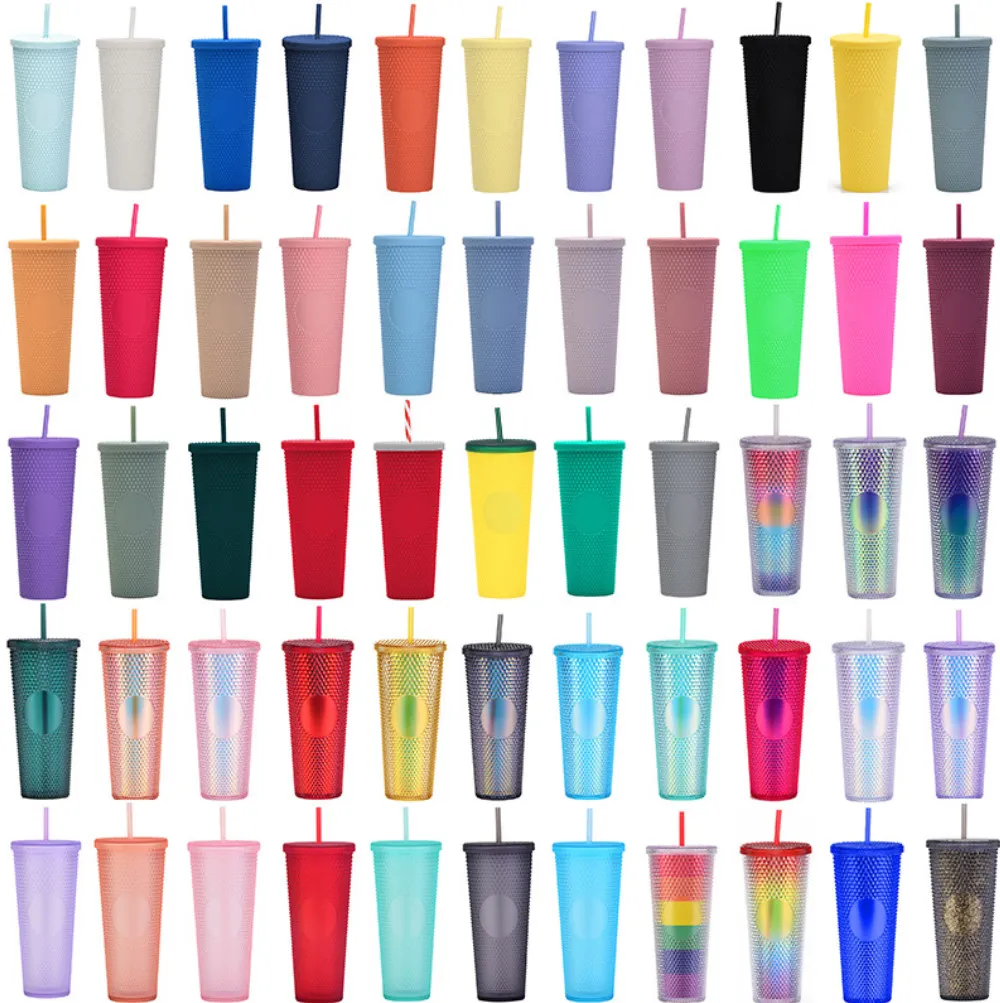A mais recente caneca de café de palha de plástico criativa gradiente de 24 onças, muitos estilos para escolher e qualquer logotipo pode ser personalizado