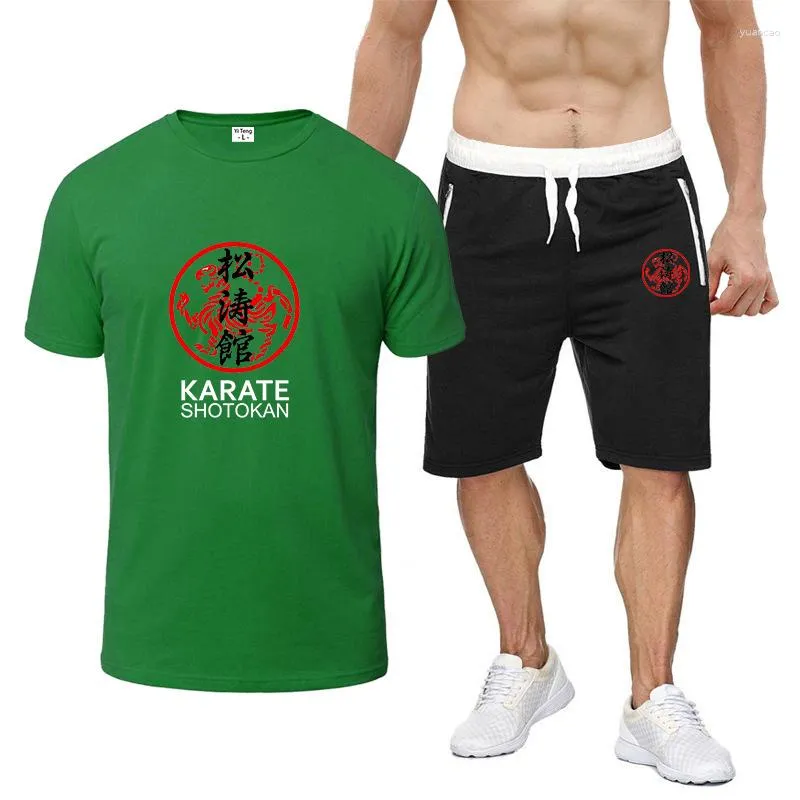 Herrspårssuits Sokan Karate Bujinkan Dojo 2023 Summer Clothes Tracksuit T -shirt Kort ärmdräkt Sportkläder Kvalitet 2 -stycken Set