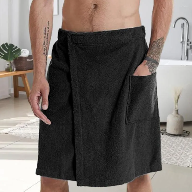 Heren nachtkleding Grote waterabsorptie Badhanddoek Verstelbare badjas met elastische taille Nachtjapon Homewear zak voor buitensporten